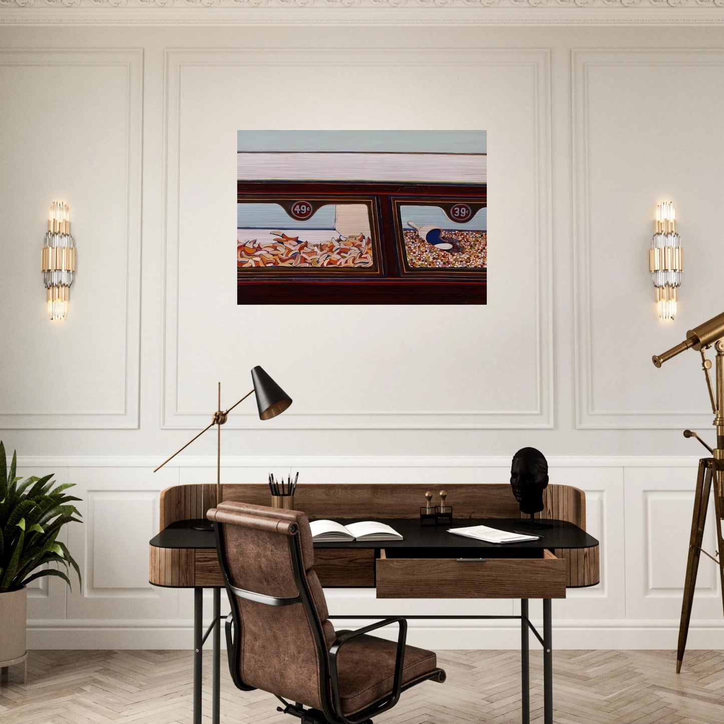 Candy Counter - 1963 - Wayne Thiebaud Brushed Aluminum Print - 70x100 cm / 28x40 inches | Wayne Thiebaud Aluminum Print | Wayne Thiebaud Prints