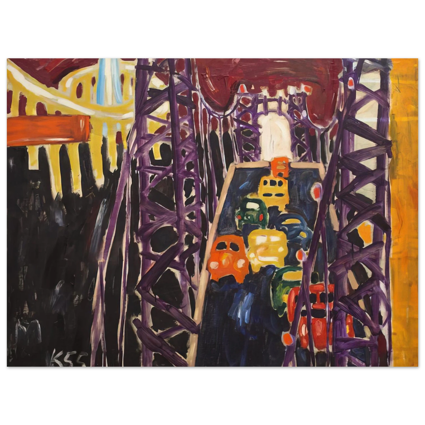 Allan Kaprow - George Washington Bridge, with Cars  75x100 cm / 30x40inches Fine Art Poster