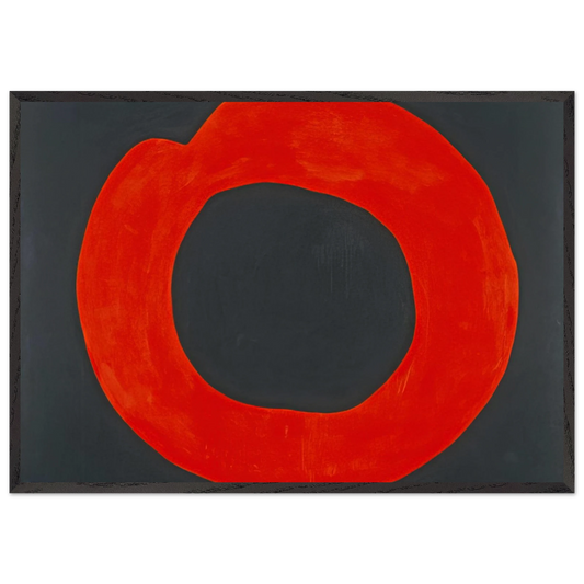 Red Circle on Black - 1965 - Jiro Yoshihara 70x100 cm / 28x40 inches Framed Art Print – Black Wooden Frame