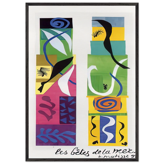 THE MARITIME WILDLIFE 1950 - Henri Matisse 70x100 cm / 28x40 inches Framed Art Print – Black Wooden Frame