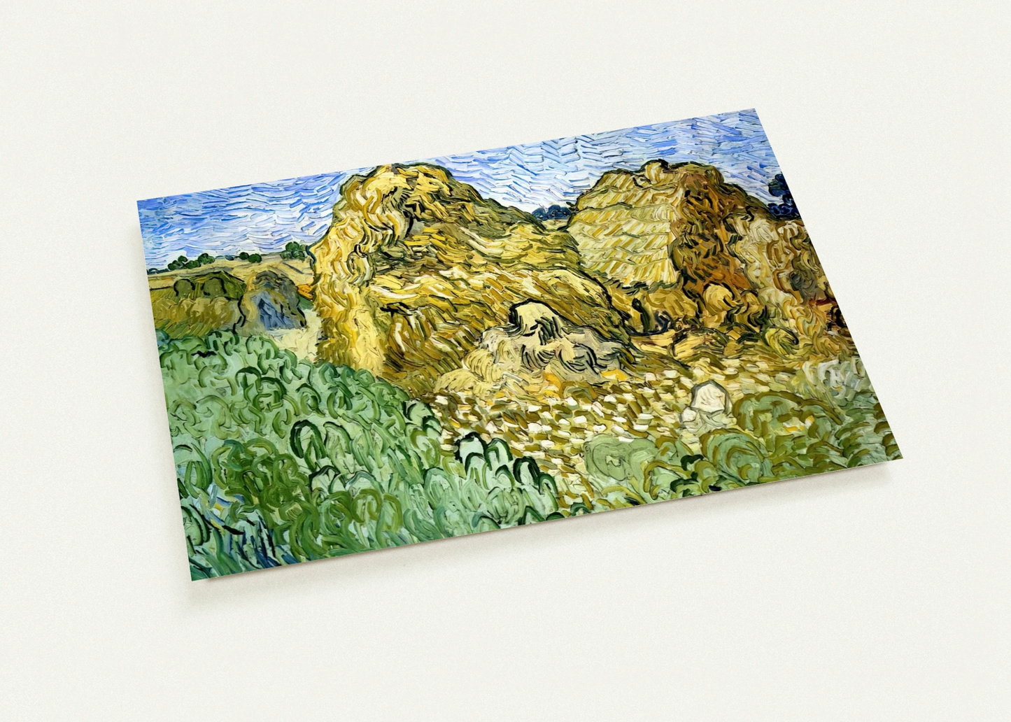 Field with Stacks of Wheat By Vincent van Gogh Pack of 10 Post Cards | Vincent van Gogh Post Cards | A6 (10.5 x 14.8 cm) - 4.1 x 5.8 inches