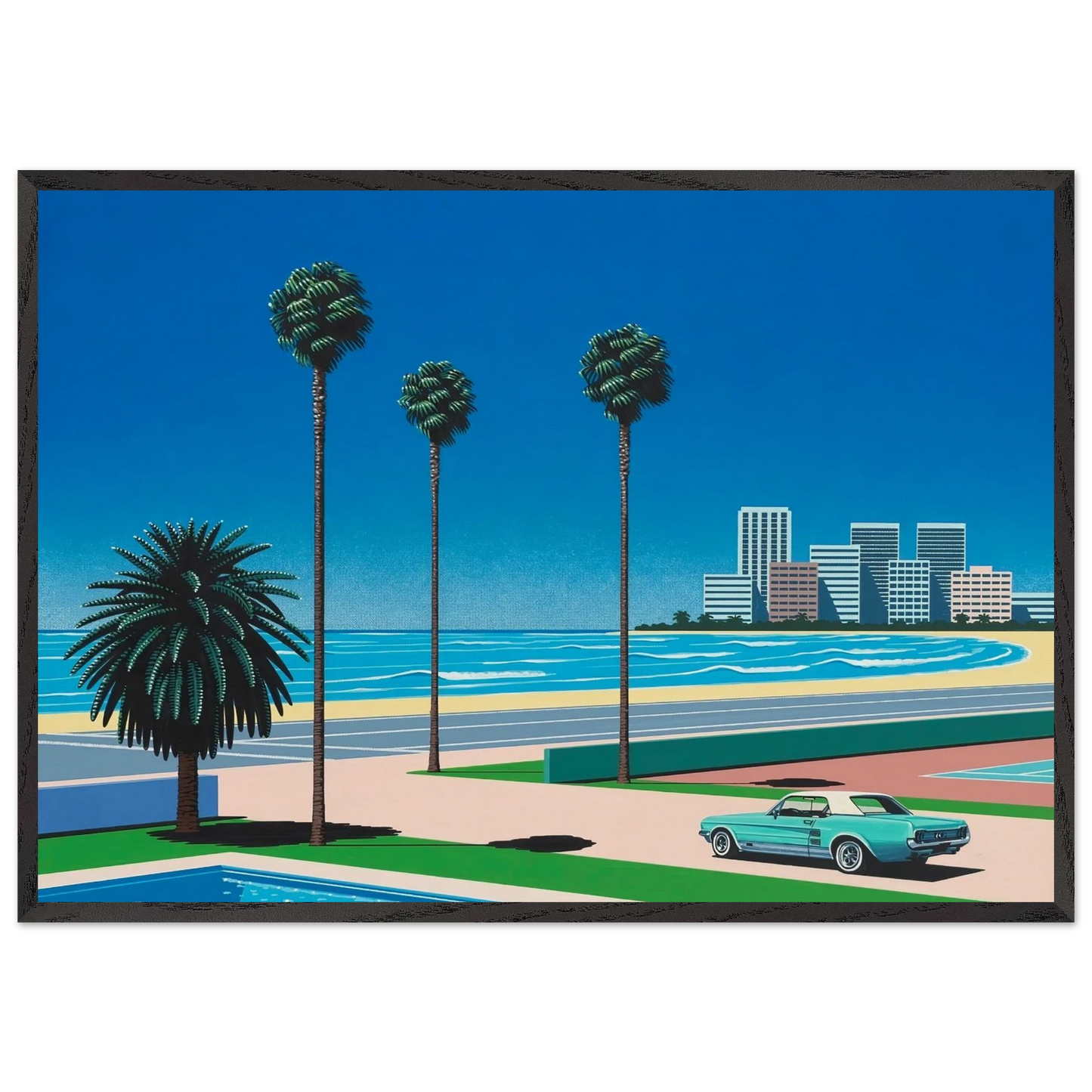 Sunshine Reggae - Hiroshi Nagai 70x100 cm / 28x40 inches Framed Art Print – Black Wooden Frame