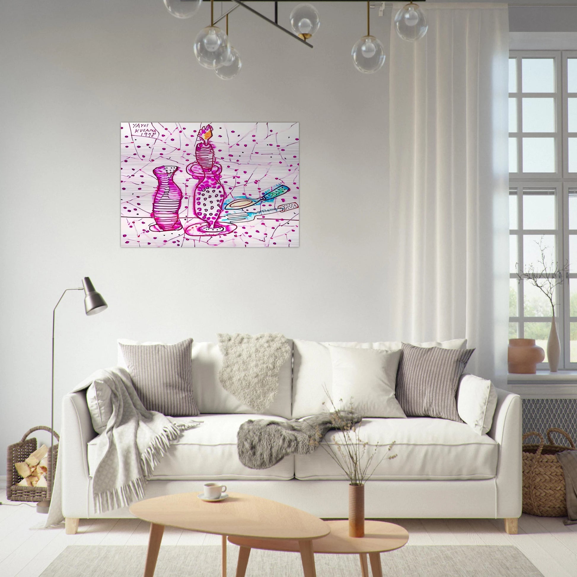 STILL LIFE OF CANDLESTICK 1978 - Yayoi Kusama Brushed Aluminum Print - 70x100 cm / 28x40 inches | Yayoi Kusama Aluminum Print | Yayoi Kusama Prints