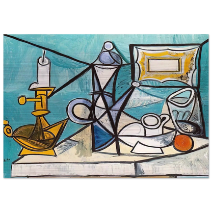 Still life with lamp - 1944 - Pablo Picasso Brushed Aluminum Print - 70x100 cm / 28x40 inches | Pablo Picasso Aluminum Print | Pablo Picasso Prints