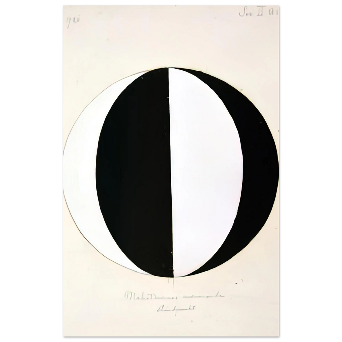 Hilma af Klint - THE MAHATMAS PRESENT STANDING POINT SERIES II NO 2A 1920 Wall art - 15x20 cm / 6x8 inches - Premium Wooden Framed Poster With Fine Art Paper-canvas - Black frame