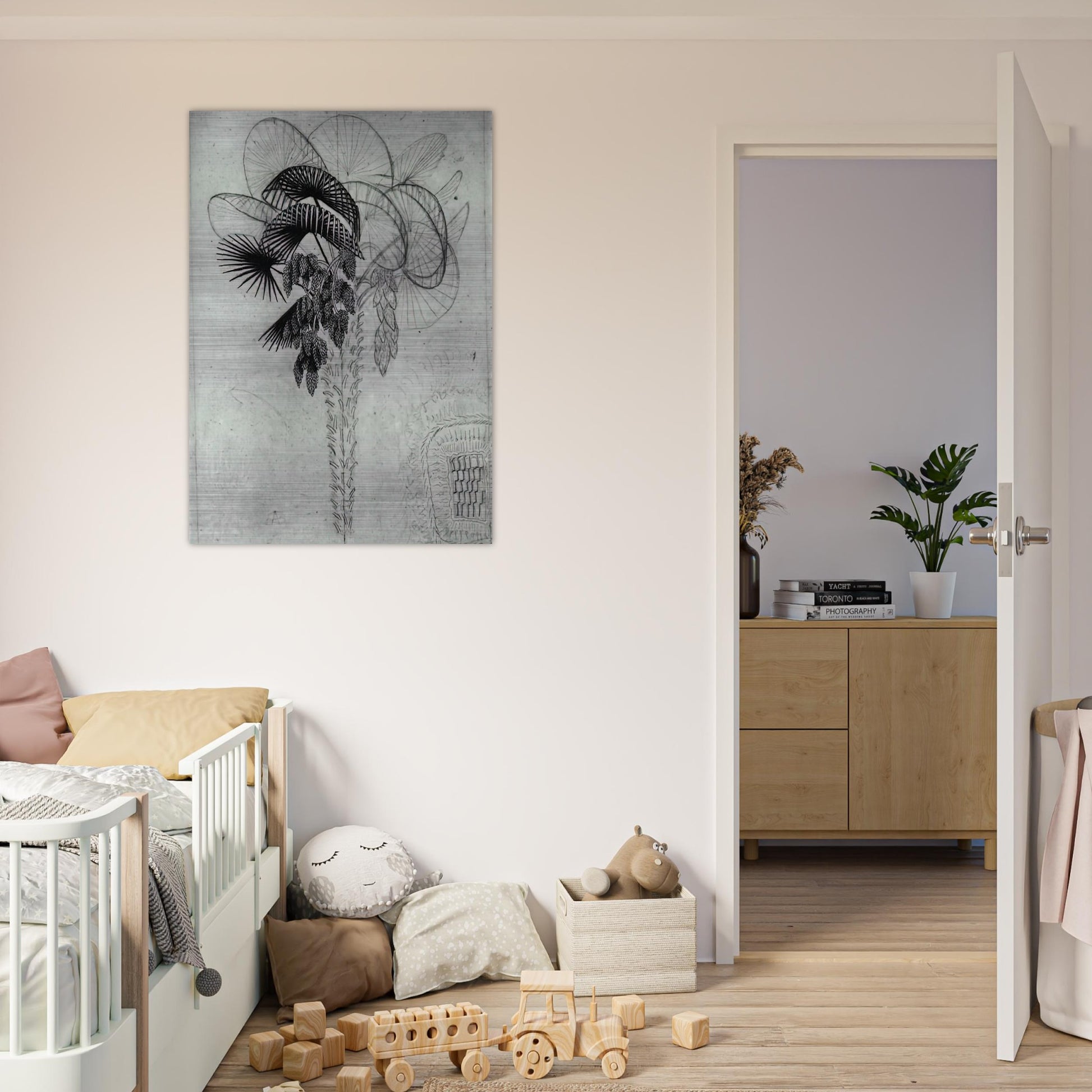 PALM TREE SKETCH - MC Escher Brushed Aluminum Print - 70x100 cm / 28x40 inches | MC Escher Aluminum Print | MC Escher Prints