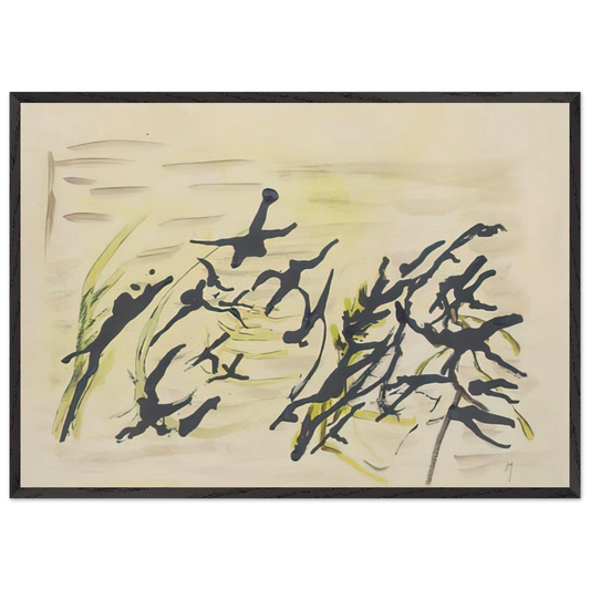 Composition - Surrealism Tachisme - Henri Michaux 70x100 cm / 28x40 inches Framed Art Print – Black Wooden Frame