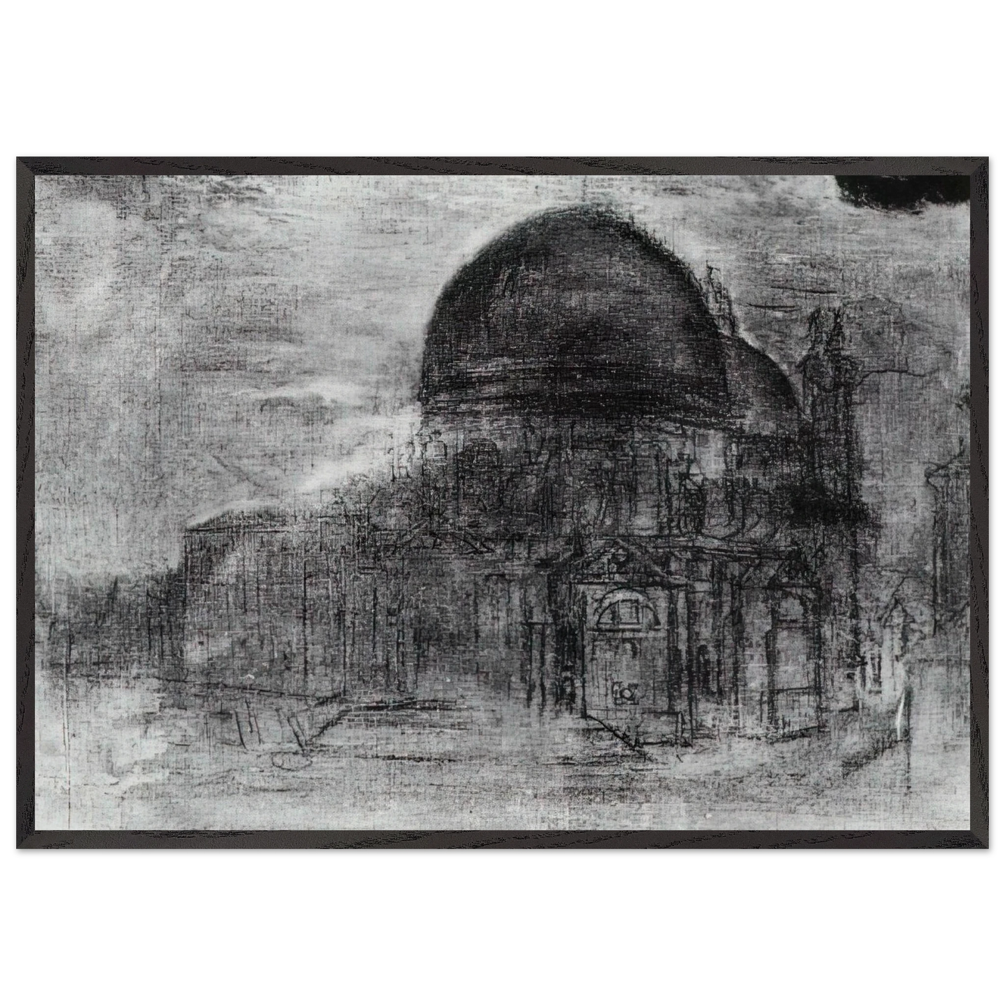 CATHEDRAL UNFINISHED - Salvador Dali 70x100 cm / 28x40 inches Framed Art Print – Black Wooden Frame
