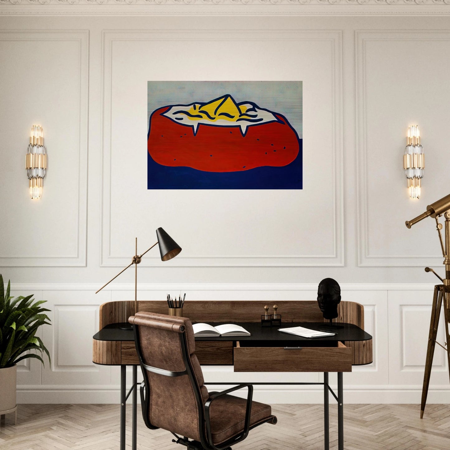 BAKED POTATO 1962 - Roy Lichtenstein Brushed Aluminum Print - 70x100 cm / 28x40 inches | Roy Lichtenstein Aluminum Print | Roy Lichtenstein Prints