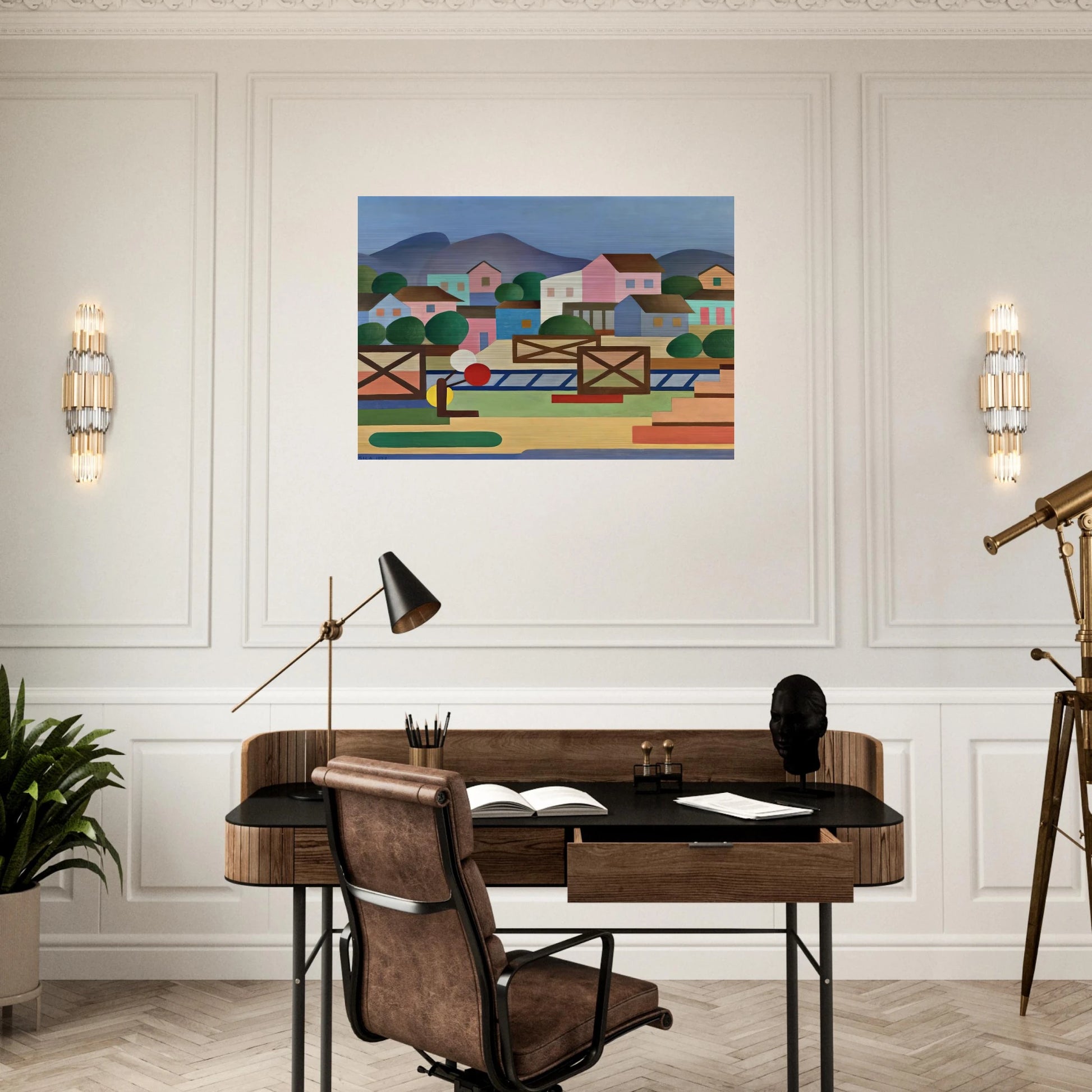 Level II Pass - Tarsila do Amaral Brushed Aluminum Print - 70x100 cm / 28x40 inches | Tarsila do Amaral Aluminum Print | Tarsila do Amaral Prints