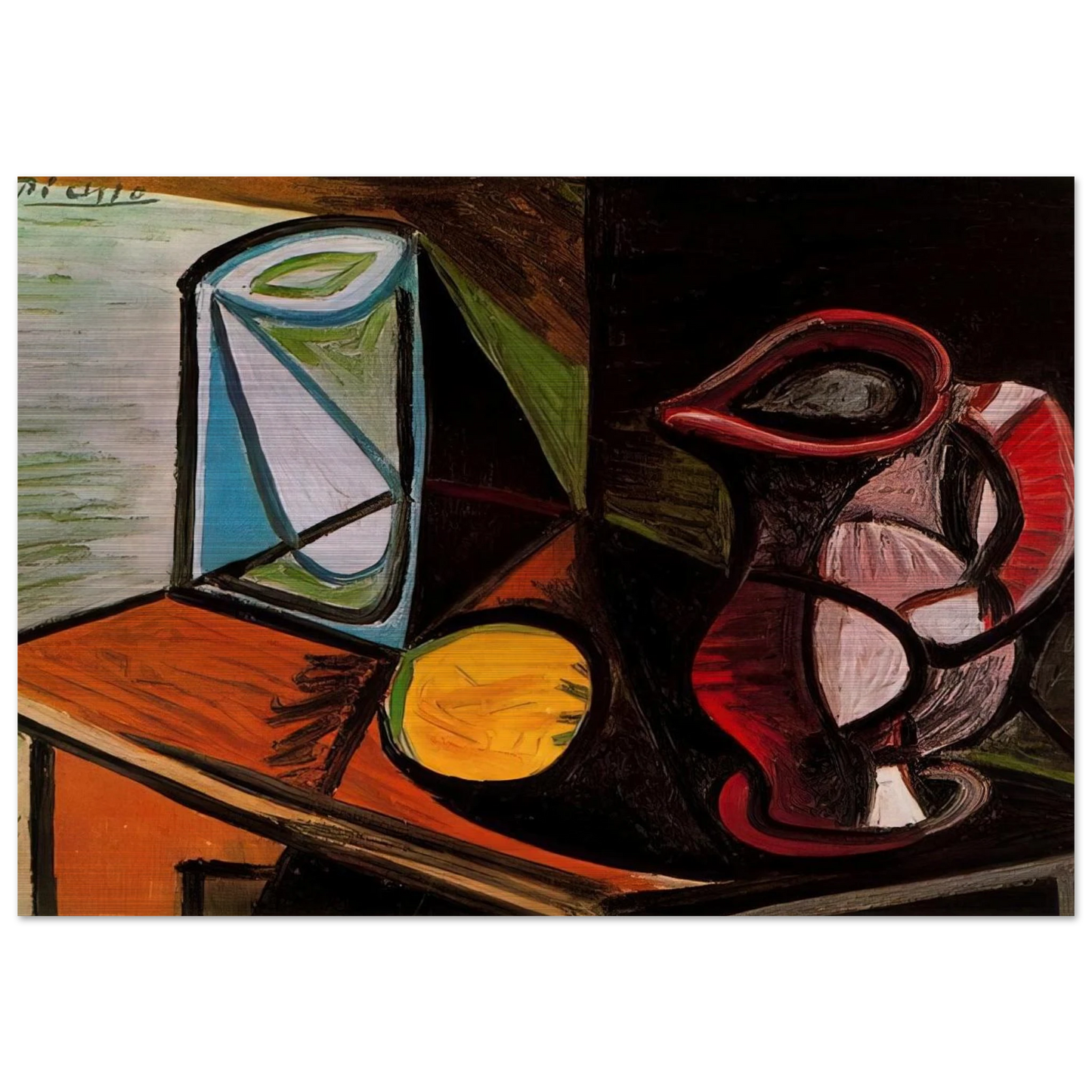 Glass and pitcher - Pablo Picasso Brushed Aluminum Print - 70x100 cm / 28x40 inches | Pablo Picasso Aluminum Print | Pablo Picasso Prints