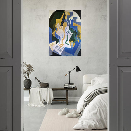 STILL LIFE WITH FRUIT BOWL AND MANDOLIN 1919 - Juan Gris Brushed Aluminum Print - 70x100 cm / 28x40 inches | Juan Gris Aluminum Print | Juan Gris Prints