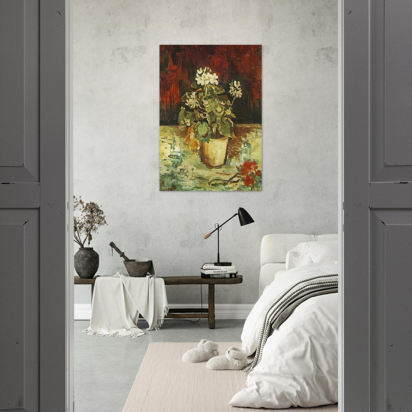 Geranium in a Flowerpot - Vincent van Gogh Brushed Aluminum Print - 70x100 cm / 28x40 inches | Vincent van Gogh Aluminum Print | Vincent van Gogh Prints