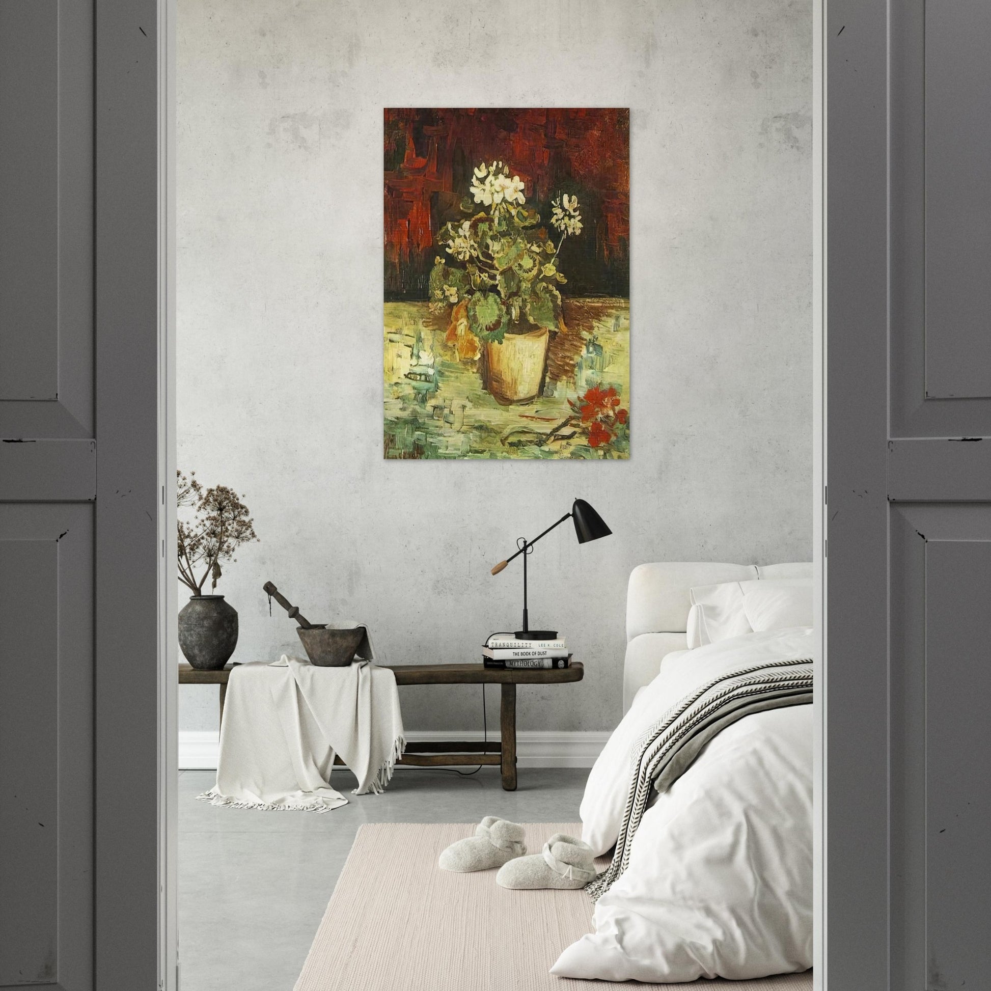Geranium in a Flowerpot - Vincent van Gogh Brushed Aluminum Print - 70x100 cm / 28x40 inches | Vincent van Gogh Aluminum Print | Vincent van Gogh Prints