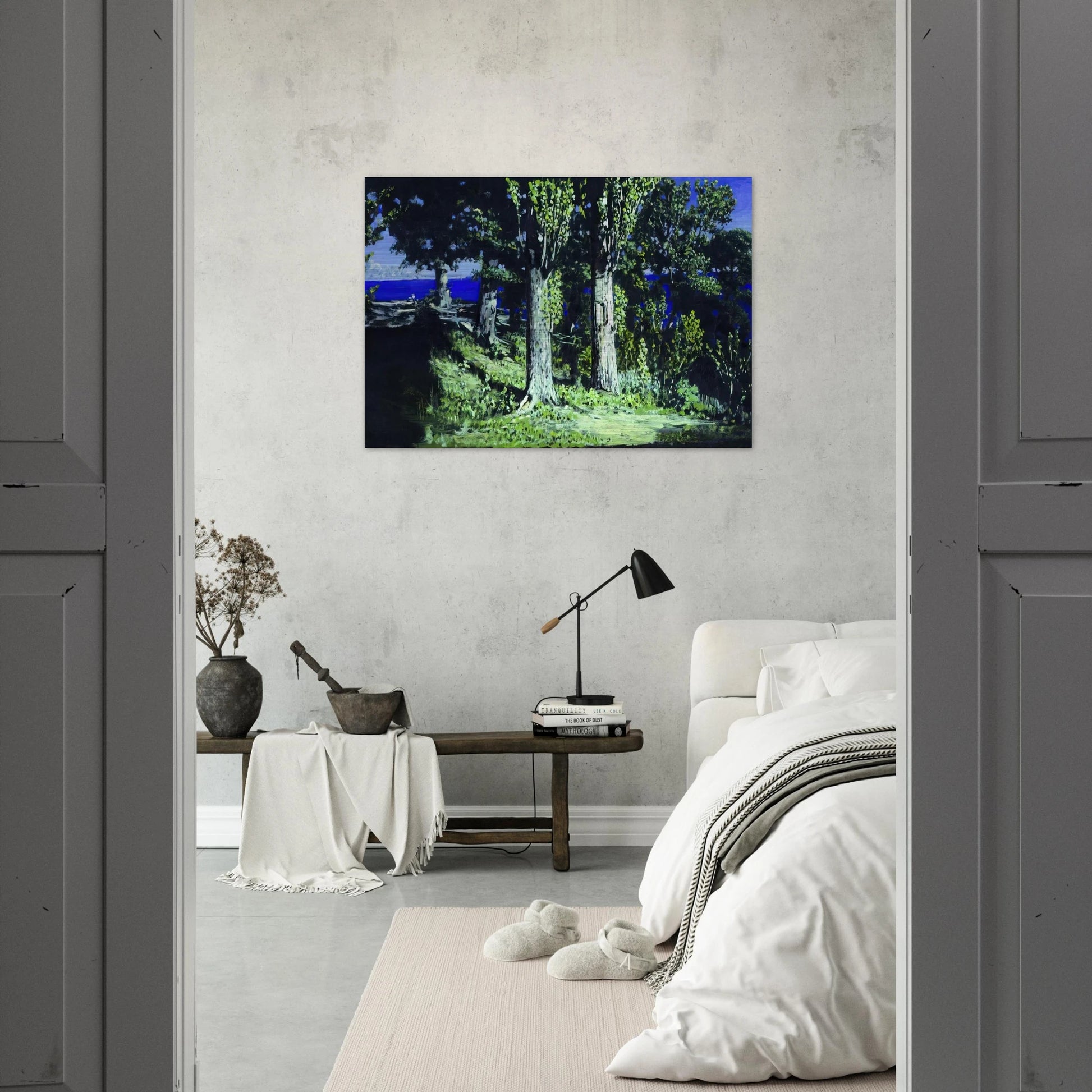 Cypresses on a Seashore. The Crimea - Arkhyp Kuindzhi Brushed Aluminum Print - 70x100 cm / 28x40 inches | Arkhyp Kuindzhi Aluminum Print | Arkhyp Kuindzhi Prints