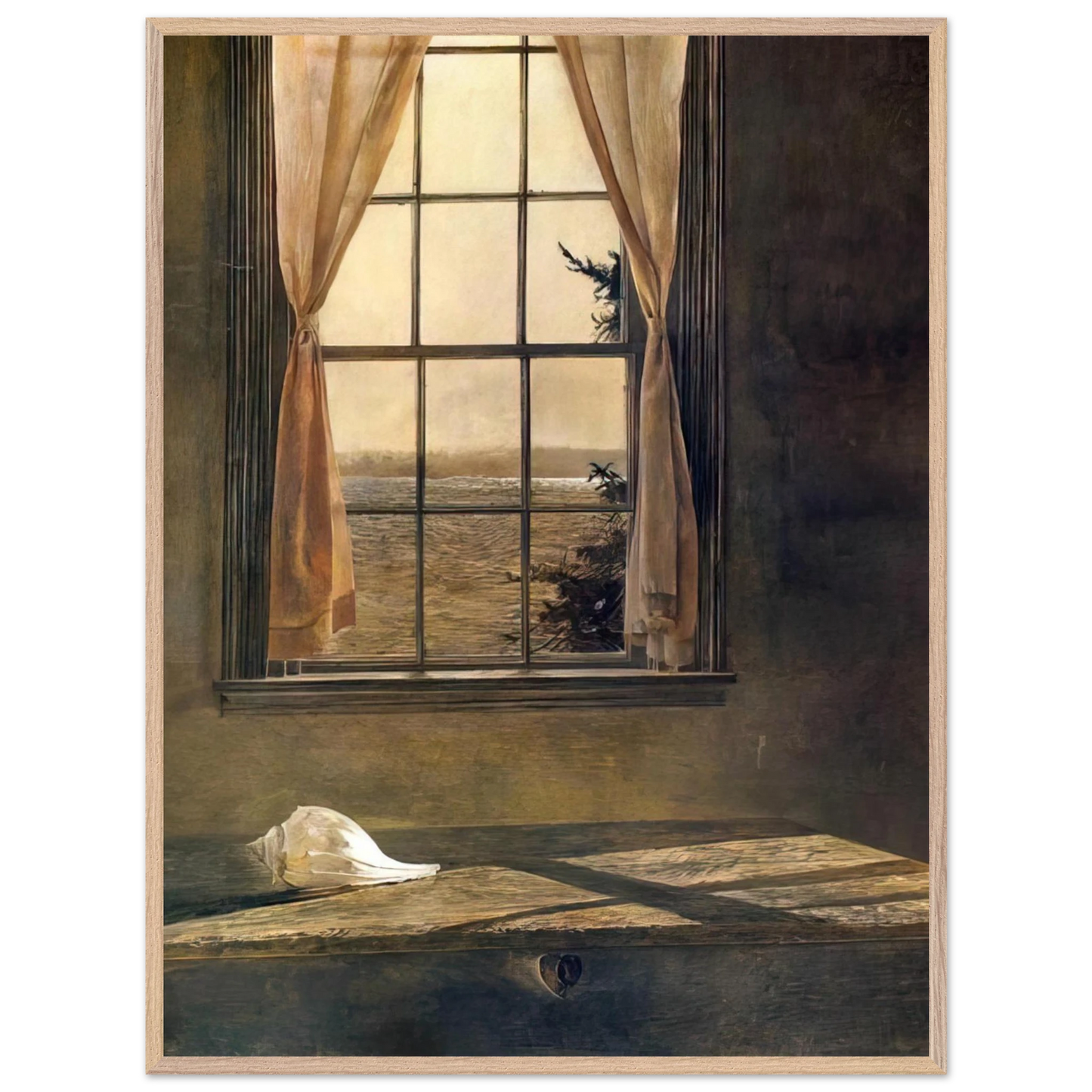 Andrew Wyeth - HER ROOM Wall Art - 60x80 cm / 24x32 inches - Premium Wooden Framed Poster With Fine Art Paper-canvas - White frame