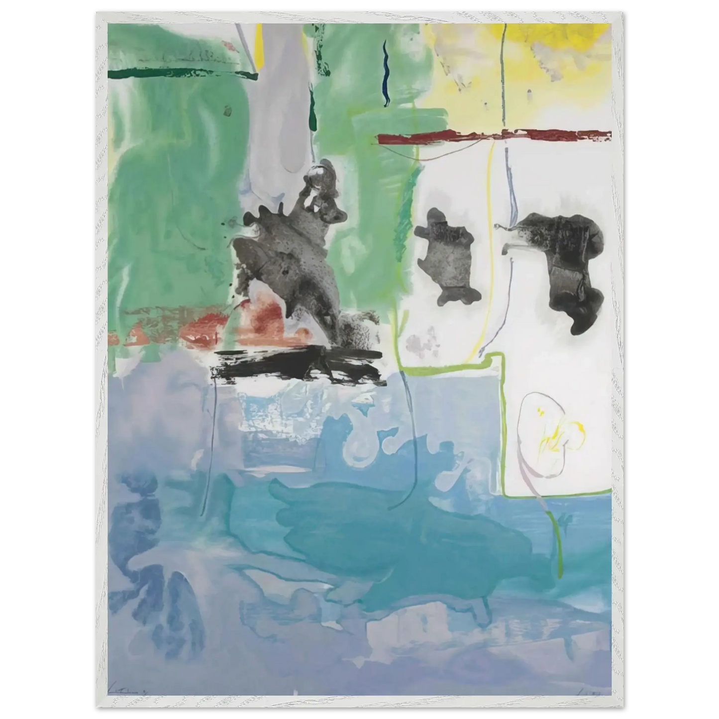 Helen Frankenthaler - West Wind - 1997 Wall art - 27x35 cm / 11x14 Inches - Premium Wooden Framed Poster With Fine Art Paper - Black frame