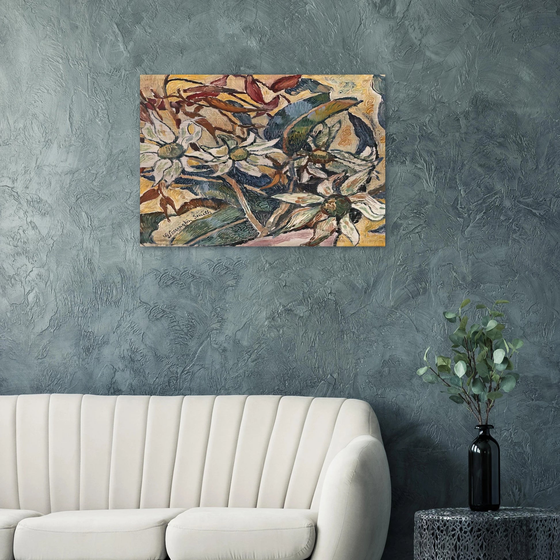Flannel flowers and gum leaves - 1928 - Grace Cossington Smith Brushed Aluminum Print - 70x100 cm / 28x40 inches | Grace Cossington Smith Aluminum Print | Grace Cossington Smith Prints