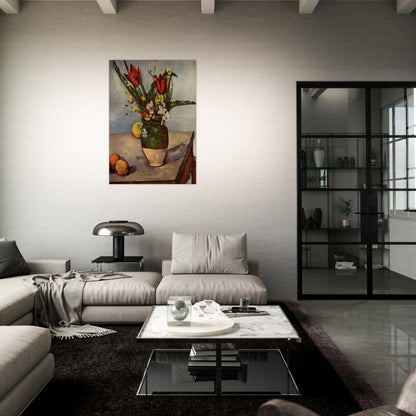 Still Life, Tulips and apples - Paul Cézanne Brushed Aluminum Print - 70x100 cm / 28x40 inches | Paul Cézanne Aluminum Print | Paul Cézanne Prints