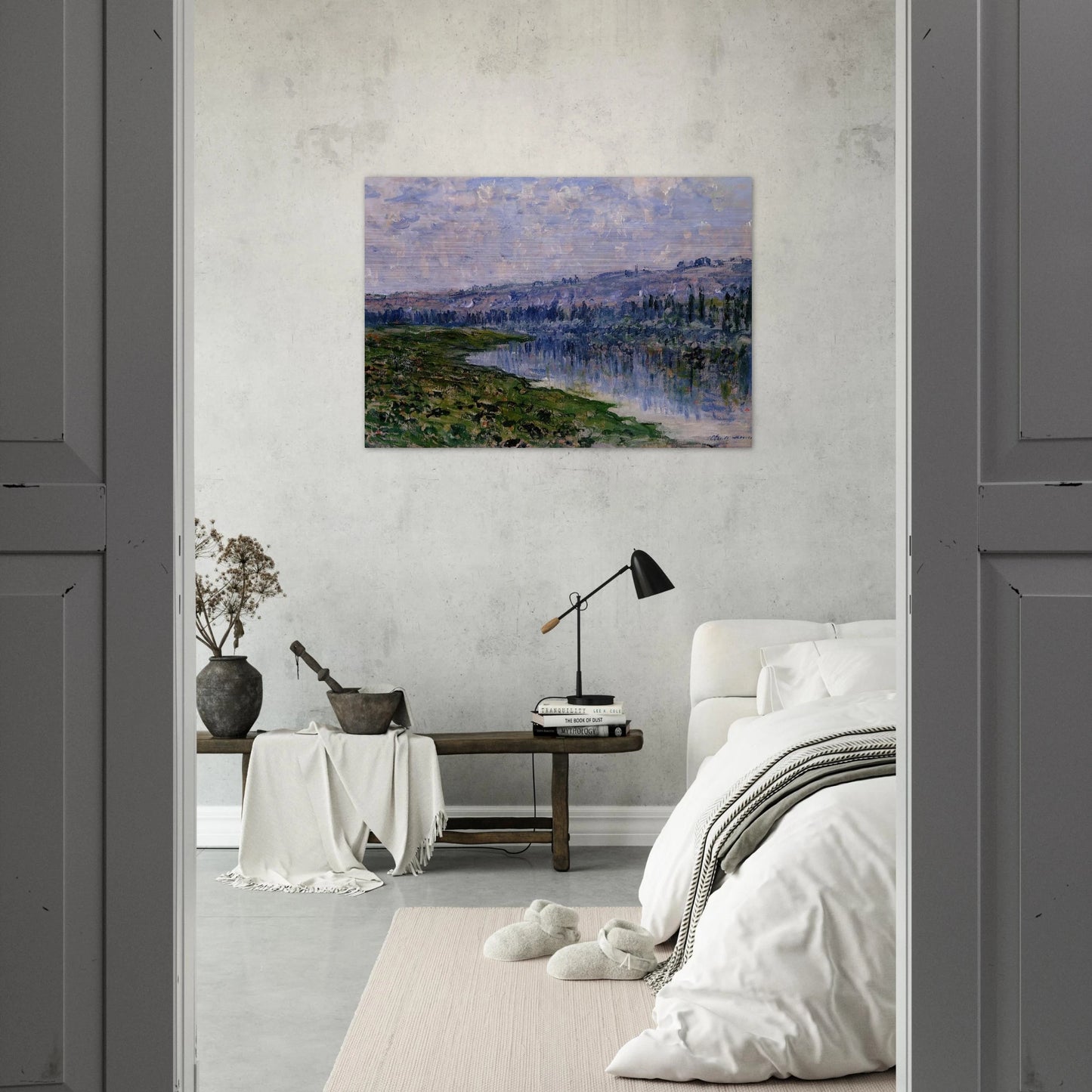 The Seine and the Chaantemesle Hills - claude monet Brushed Aluminum Print - 70x100 cm / 28x40 inches | claude monet Aluminum Print | claude monet Prints