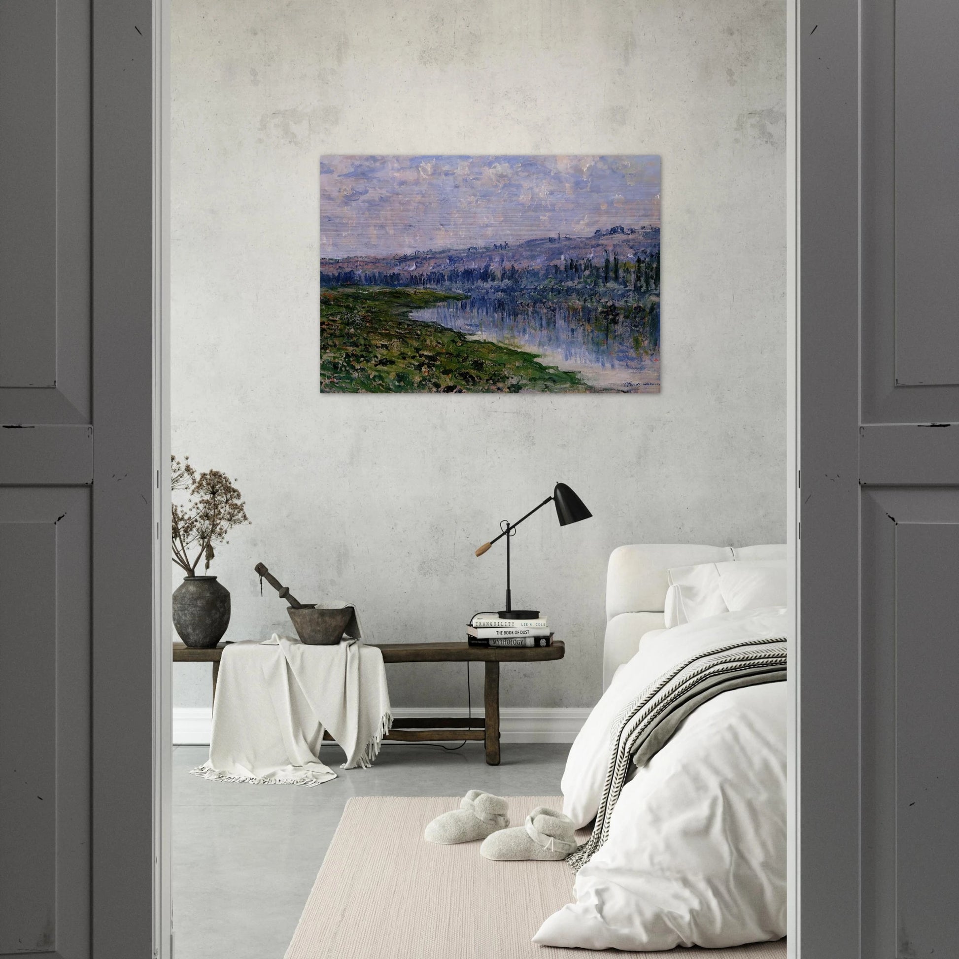 The Seine and the Chaantemesle Hills - claude monet Brushed Aluminum Print - 70x100 cm / 28x40 inches | claude monet Aluminum Print | claude monet Prints
