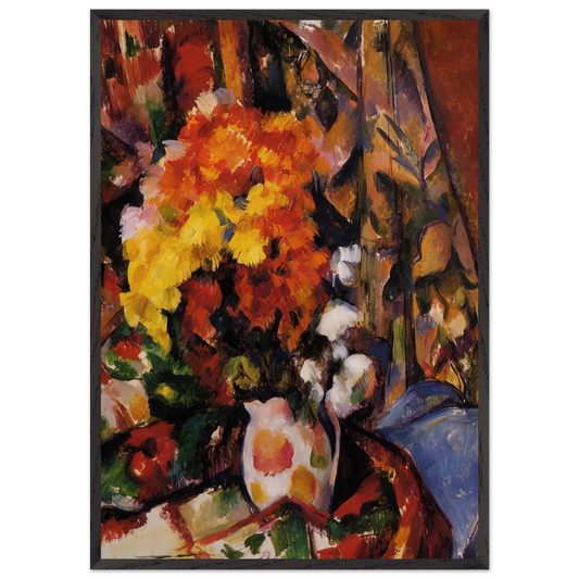 Chrysanthemums N2 - Paul Cezanne 70x100 cm / 28x40 inches Framed Art Print – Black Wooden Frame