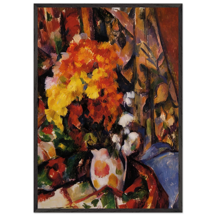 Chrysanthemums N2 - Paul Cezanne 70x100 cm / 28x40 inches Framed Art Print – Black Wooden Frame