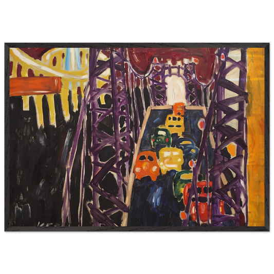 George Washington Bridge with Cars - Allan Kaprow 70x100 cm / 28x40 inches Framed Art Print – Black Wooden Frame
