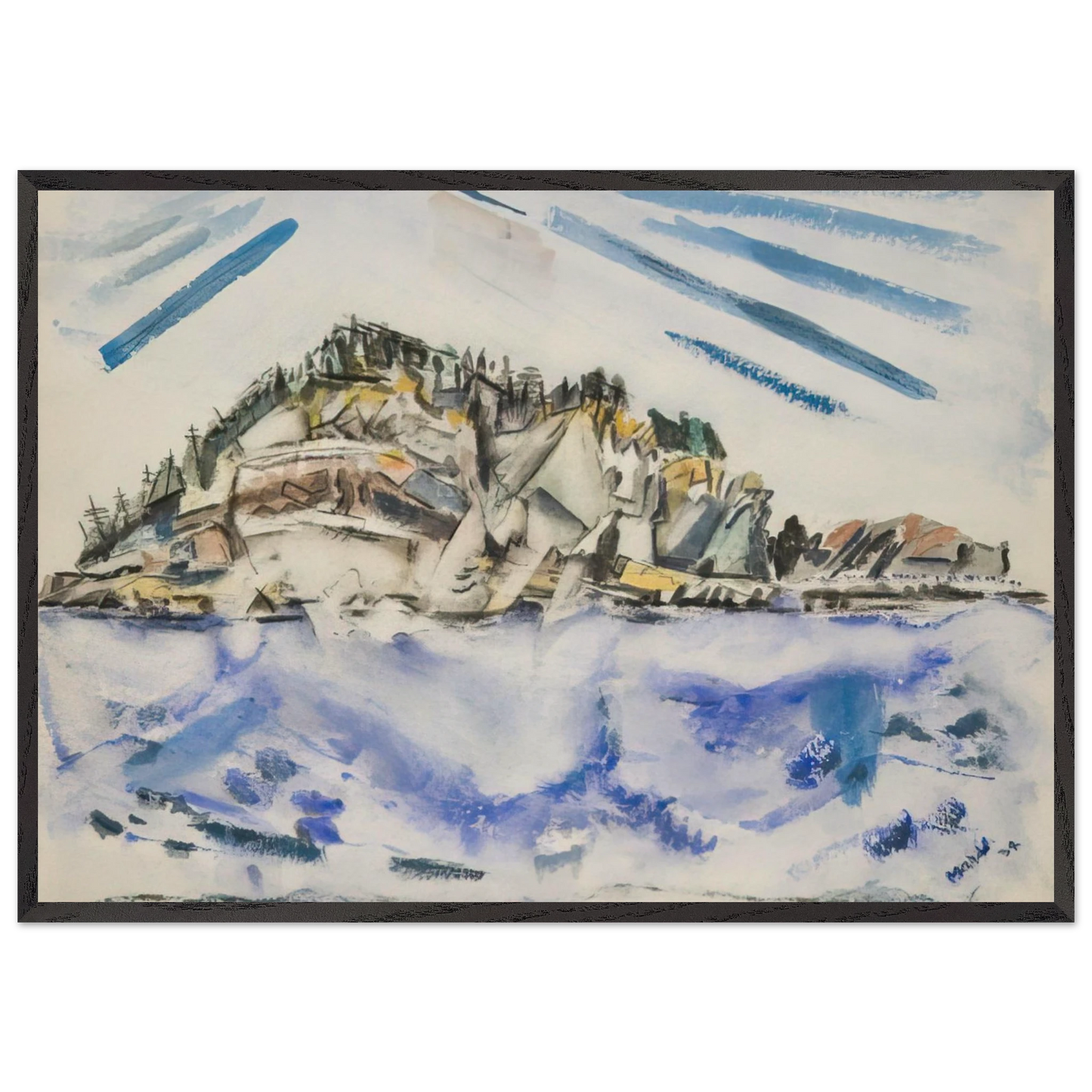 Island Ships Stern - 1934 - John Marin 70x100 cm / 28x40 inches Framed Art Print – Black Wooden Frame