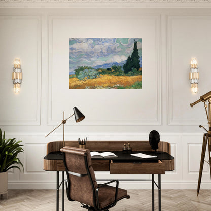 Wheatfield with cypress tree - Vincent van Gogh Brushed Aluminum Print - 70x100 cm / 28x40 inches | Vincent van Gogh Aluminum Print | Vincent van Gogh Prints
