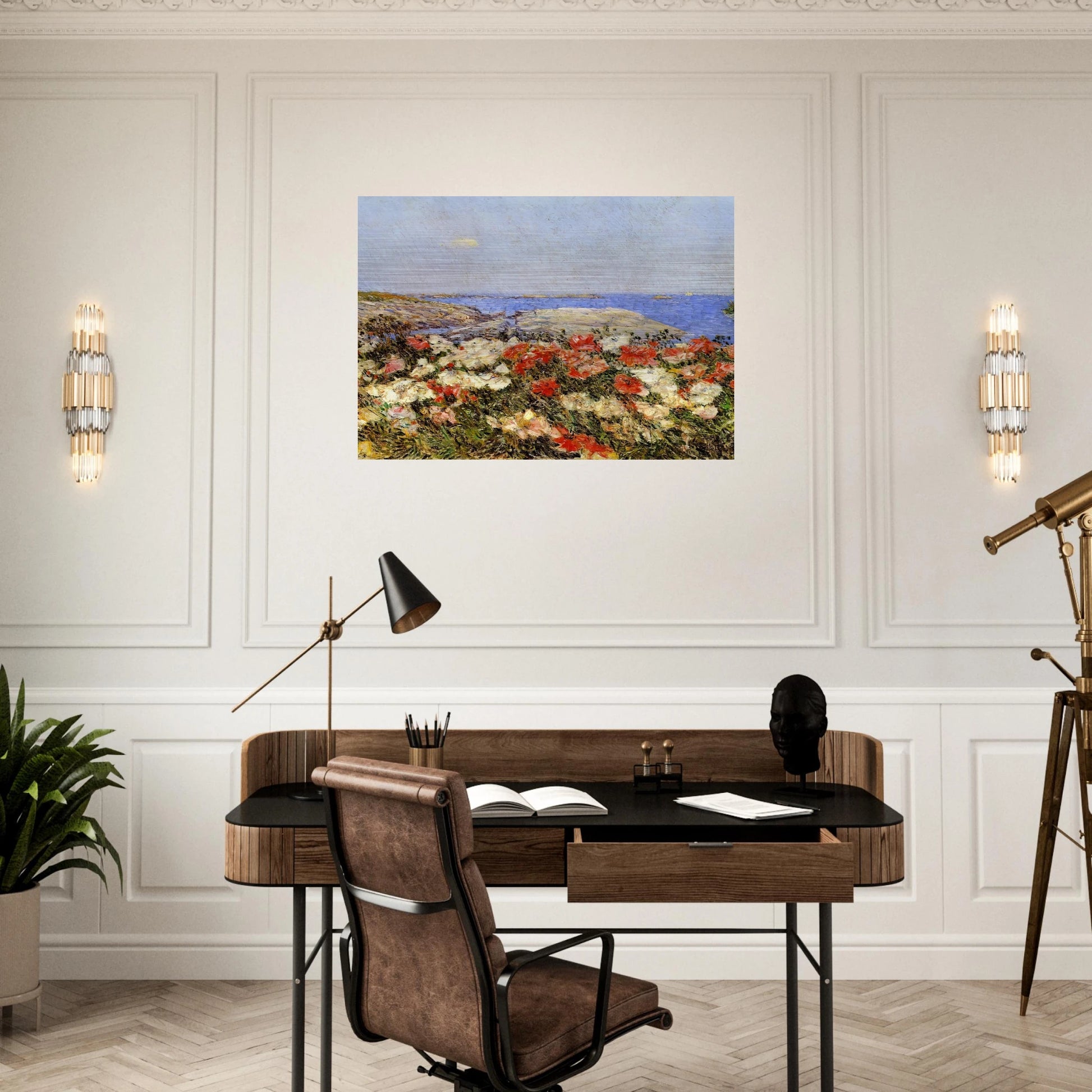 Poppies on the Isles of Shoals - Childe Hassam Brushed Aluminum Print - 70x100 cm / 28x40 inches | Childe Hassam Aluminum Print | Childe Hassam Prints