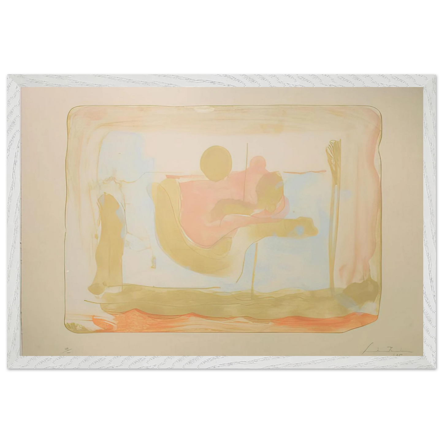 Helen Frankenthaler - Reflections I - 1995 Wall art - 40x50 cm / 16x20 inches - Premium Wooden Framed Poster With Fine Art Paper-canvas - White frame