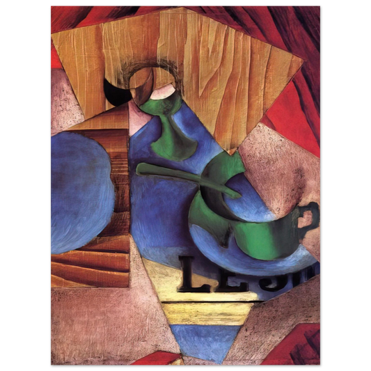 Juan Gris - GLASS CUP AND NEWSPAPER 1913  75x100 cm / 30x40inches Fine Art Poster