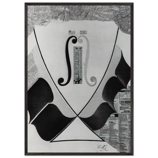 UNTITLED HEAD OF A SPANISH NOBLEMAN FASHIONED BY THE CATASTROPHE MODEL FROM A SWALLOW S TAIL - Salvador Dali 70x100 cm / 28x40 inches Framed Art Print – Black Wooden Frame
