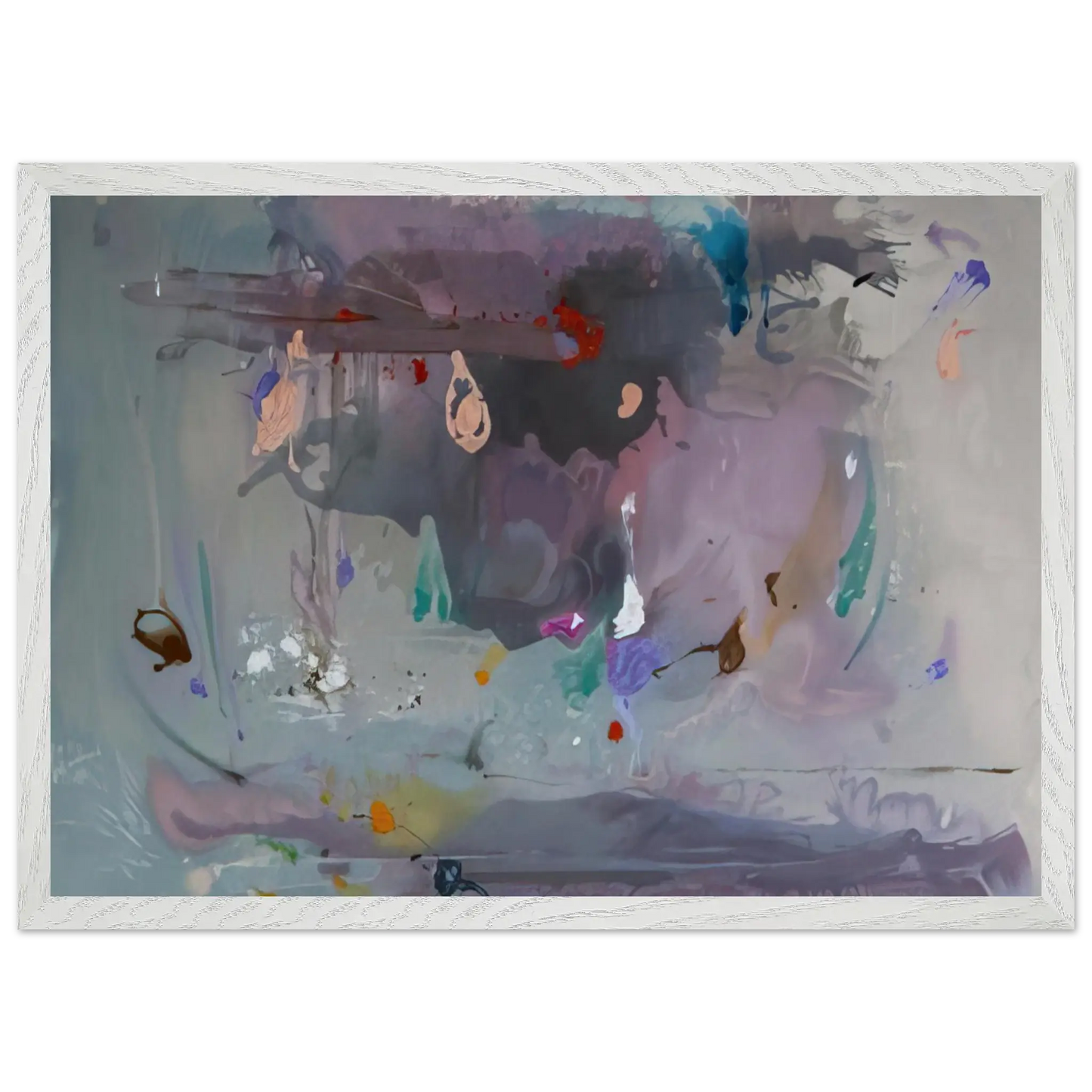 Helen Frankenthaler - Grey Fireworks - 2000 Wall art - A3 (29.7 x 42  cm) - Premium Wooden Framed Poster With Fine Art Paper - Wood frame