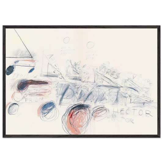 Fifty Days at Iliam Ilians in Battle - Cy Twombly 70x100 cm / 28x40 inches Framed Art Print – Black Wooden Frame