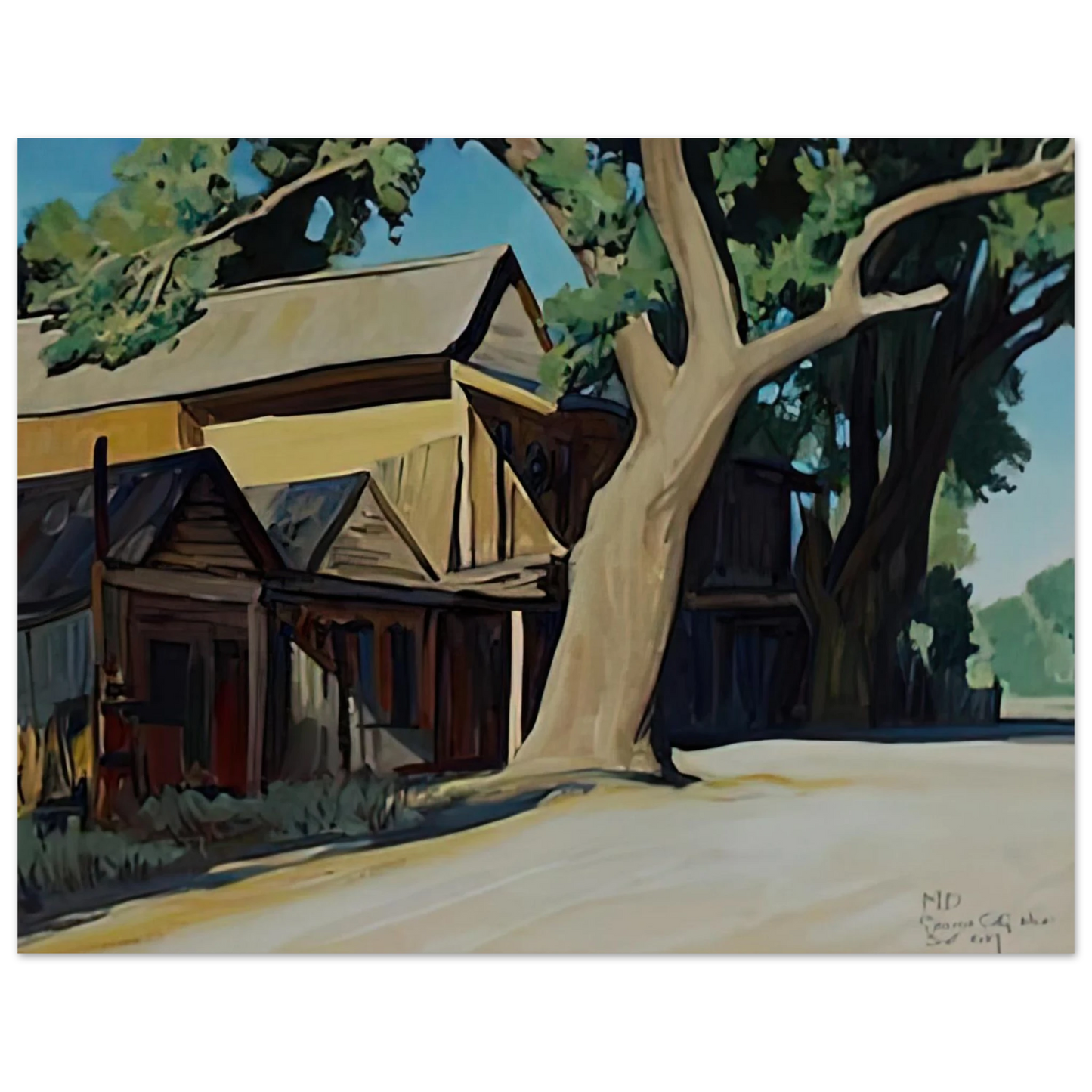 Maynard Dixon - OLD CHINATOWN CARSON CITY NEVADA 1937 Wall art - 20x25 cm / 8x10 inches - Premium Wooden Framed Poster With Fine Art Paper-canvas - Wood frame