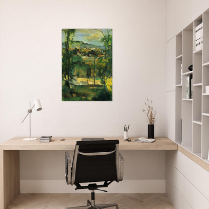 Village behind Trees - Paul Cézanne Brushed Aluminum Print - 70x100 cm / 28x40 inches | Paul Cézanne Aluminum Print | Paul Cézanne Prints