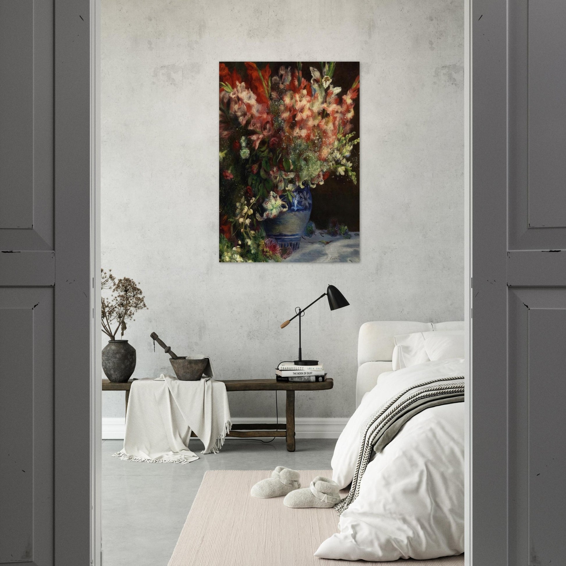 Gladiolas in a Vase - Pierre-Auguste Renoir Brushed Aluminum Print - 70x100 cm / 28x40 inches | Pierre-Auguste Renoir Aluminum Print | Pierre-Auguste Renoir Prints