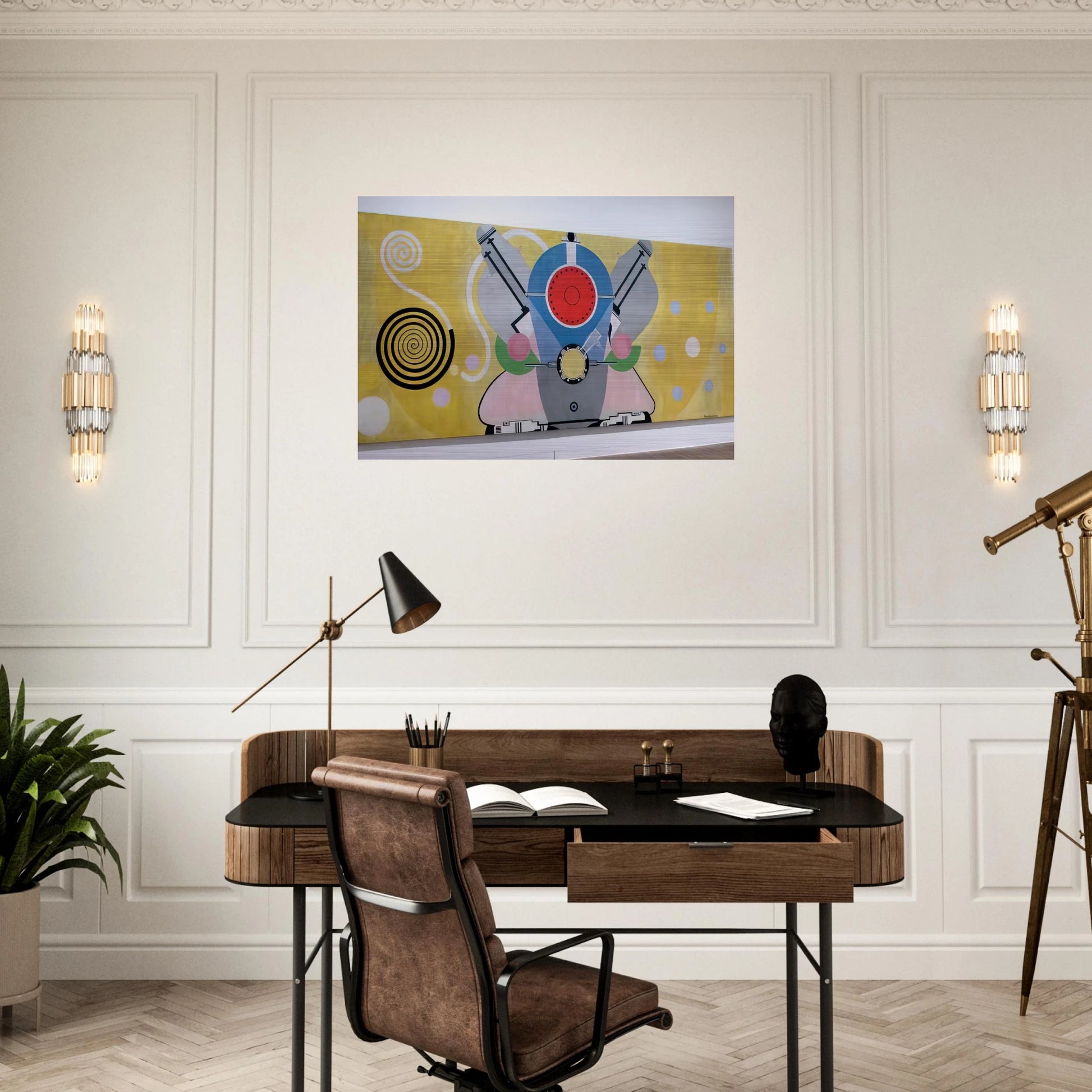 MOTEUR D AVION DECORATION POUR LE PALAIS DE L AIR EXPOSITION INTERNATIONALE DES ARTS ET DES 1937 - Sonia Delaunay Brushed Aluminum Print - 70x100 cm / 28x40 inches | Sonia Delaunay Aluminum Print | Sonia Delaunay Prints