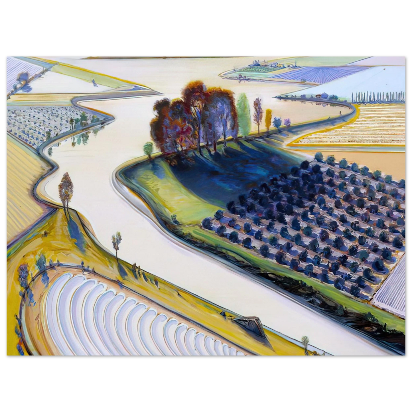 Wayne Thiebaud - Flatland River - 1997 Wall Art - 21x29.7 cm / 8x12" - Fine Art Poster-canvas - -