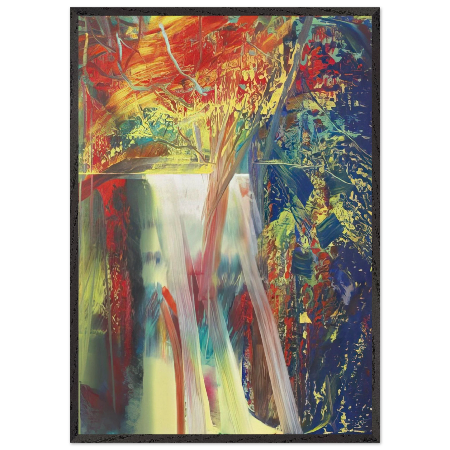 ABSTRACT PAINTING 610 1 - Gerhard Richter 70x100 cm / 28x40 inches Framed Art Print – Black Wooden Frame