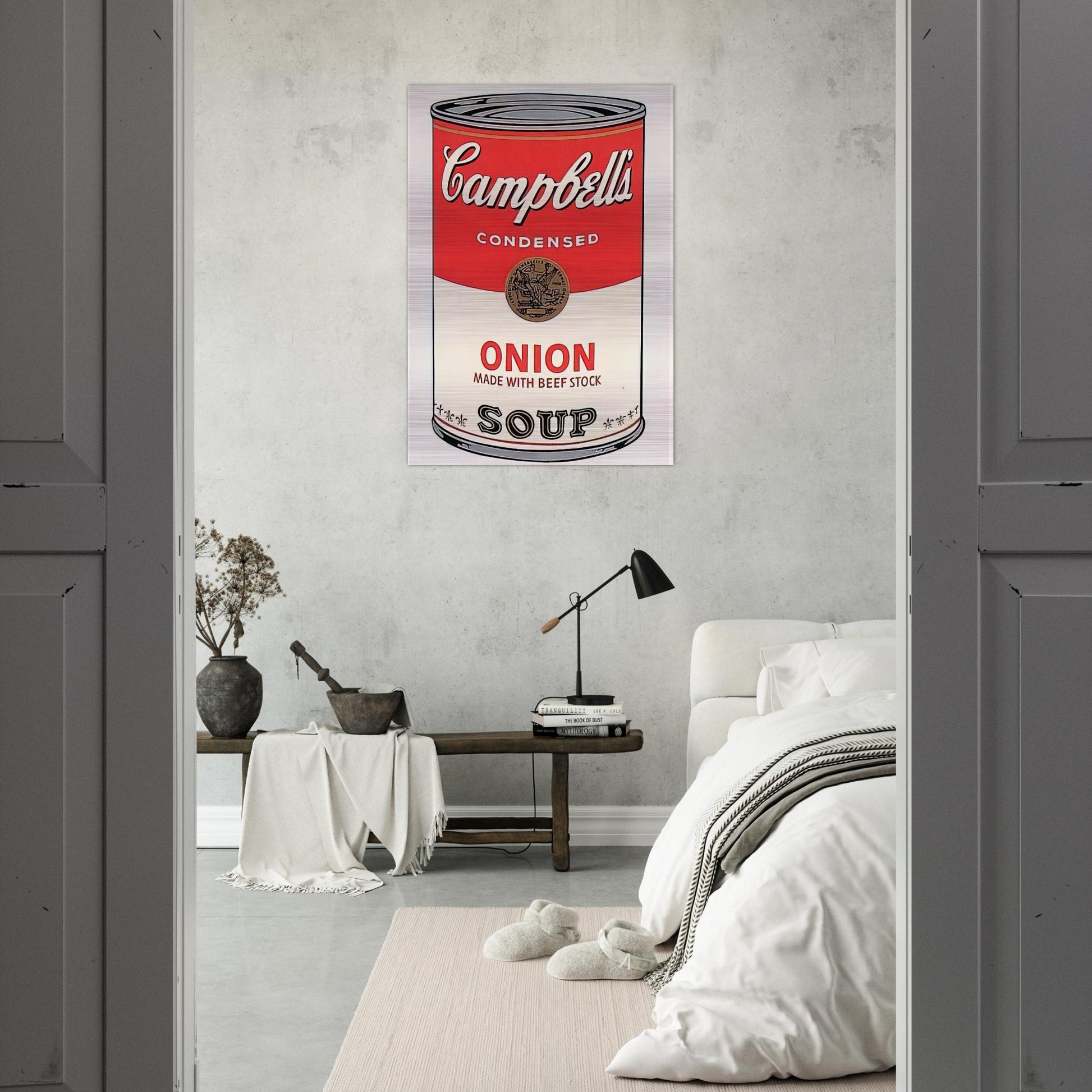 Campbell's Soup Can  onion  - Andy Warhol Brushed Aluminum Print - 70x100 cm / 28x40 inches | Andy Warhol Aluminum Print | Andy Warhol Prints
