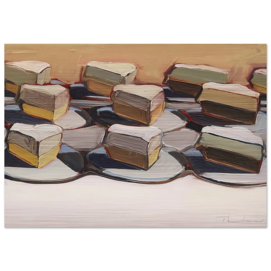 Cut Meringues - 1961 - Wayne Thiebaud Brushed Aluminum Print - 70x100 cm / 28x40 inches | Wayne Thiebaud Aluminum Print | Wayne Thiebaud Prints