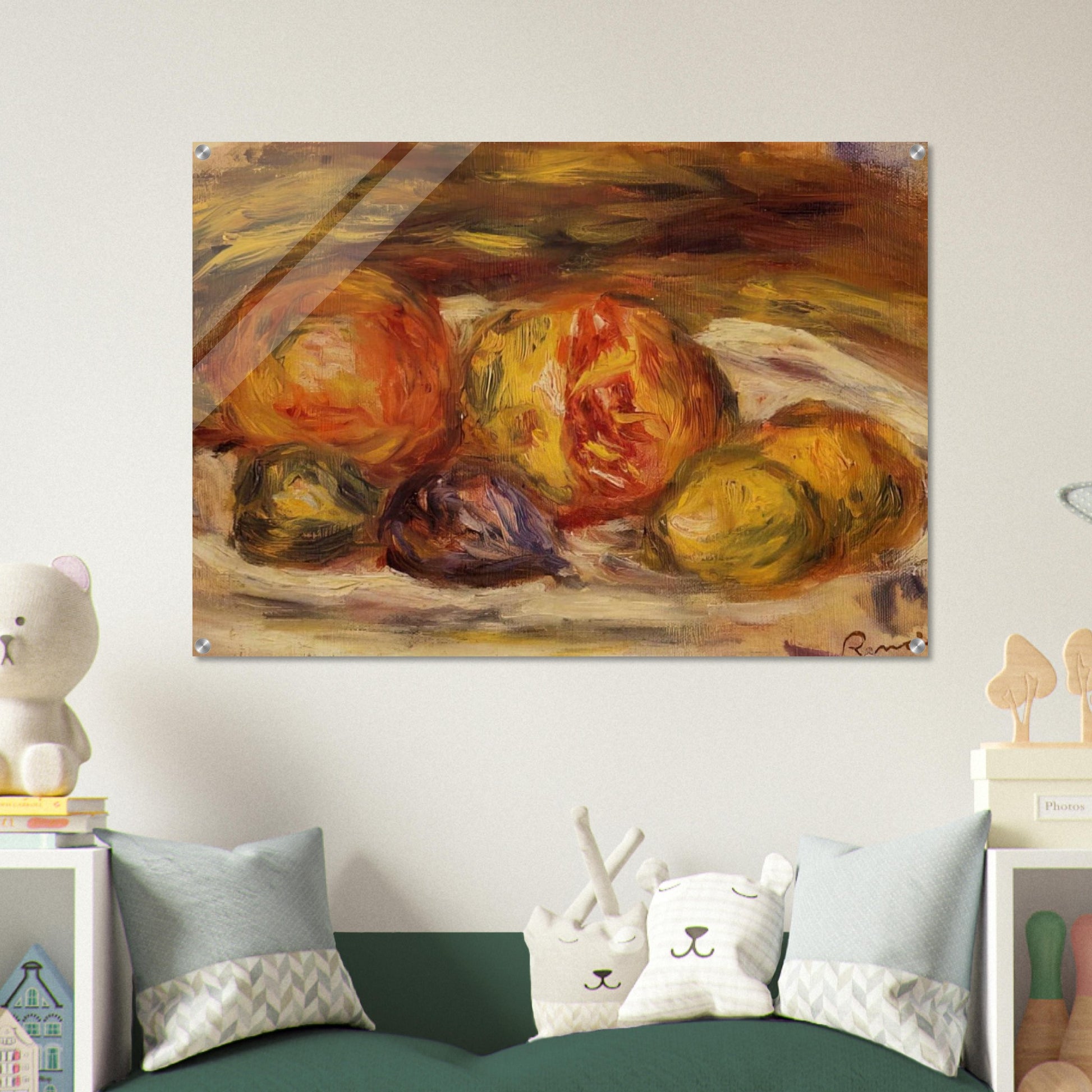 Still Life Pomegranate, Figs and Apples - Pierre-Auguste Renoir Acrylic Print - 70x100 cm / 28x40″ inches | Pierre-Auguste Renoir Wall Art | Pierre-Auguste Renoir Prints