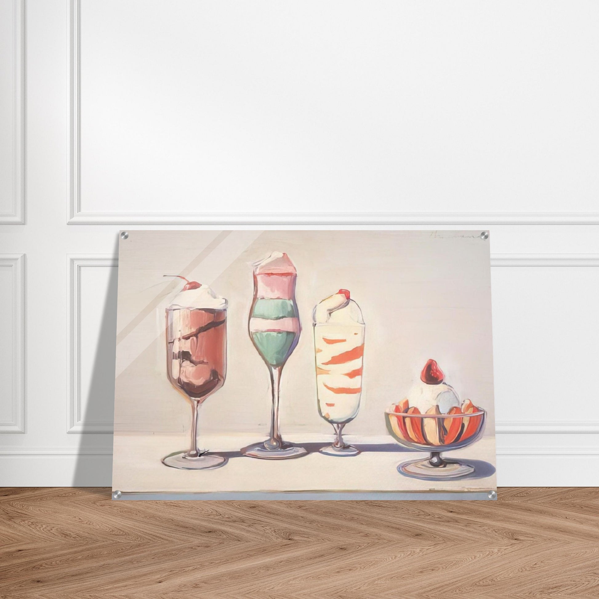 Four Sundaes - Pop Art - Wayne Thiebaud Acrylic Print - 70x100 cm / 28x40″ inches