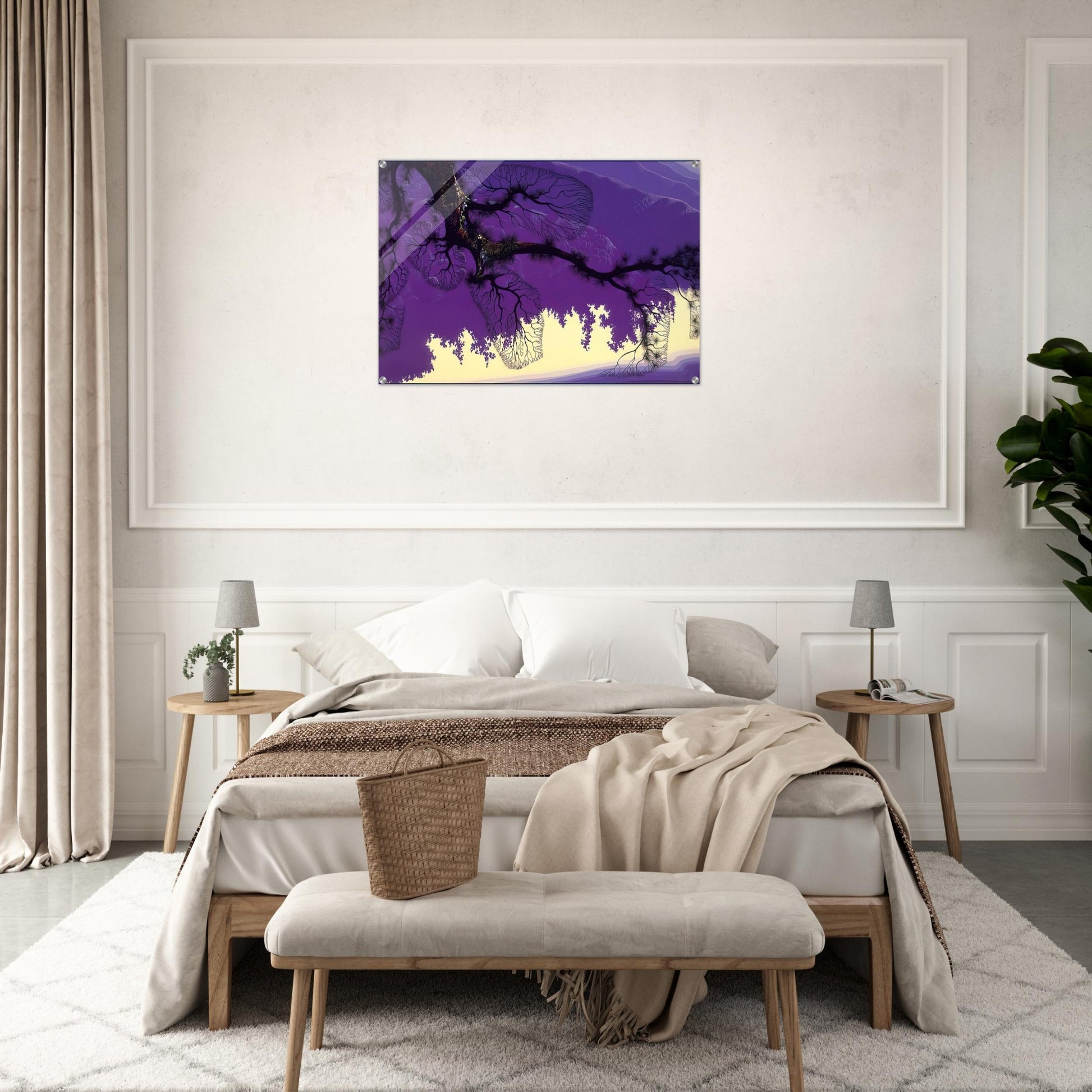 Purple Coastline - Eyvind Earle Acrylic Print - 70x100 cm / 28x40″ inches