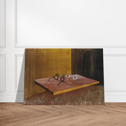 EYES ON THE TABLE 1938 - Remedios Varo Brushed Aluminum Print - 70x100 cm / 28x40 inches | Remedios Varo Aluminum Print | Remedios Varo Prints