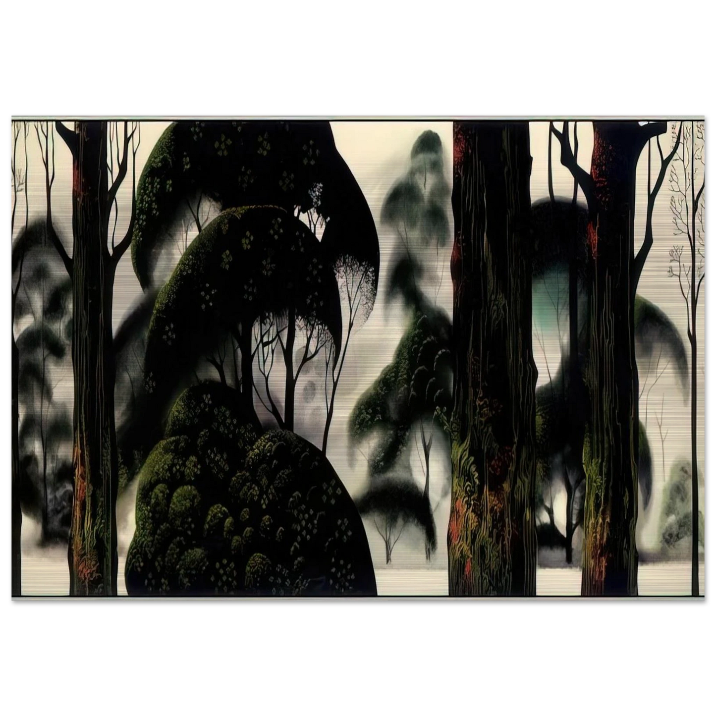 Forest Magic - Eyvind Earle Brushed Aluminum Print - 70x100 cm / 28x40 inches | Eyvind Earle Aluminum Print | Eyvind Earle Prints