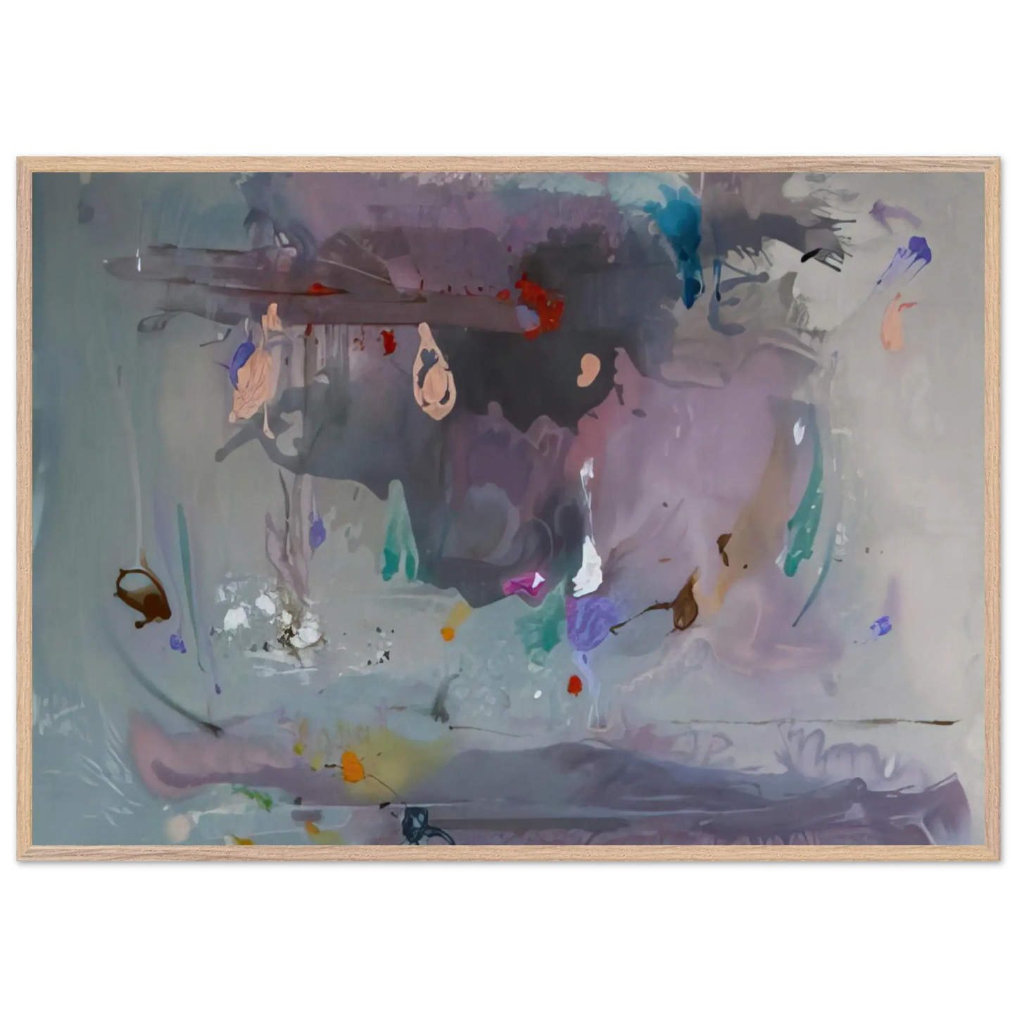Helen Frankenthaler - Grey Fireworks - 2000 Wall art - 60x80 cm / 24x32 Inches - Premium Wooden Framed Poster With Fine Art Paper - Black frame